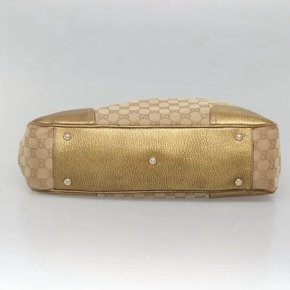 GUCCI GG Canvas Hand Bag Beige Gold 163805 Auth 135061 - Picture 5 of 16